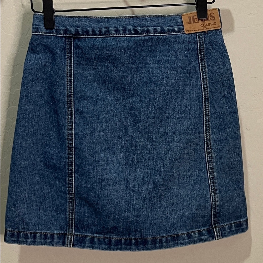 Boutique Vintage Jean Skirt Embroidered Button-Front Denim Bird Johnny Was Like - Picture 6 of 11